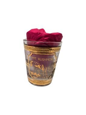 Vintage Culver Mount Rushmore South Dakota Shot Glass 22K Gold, Original Tag